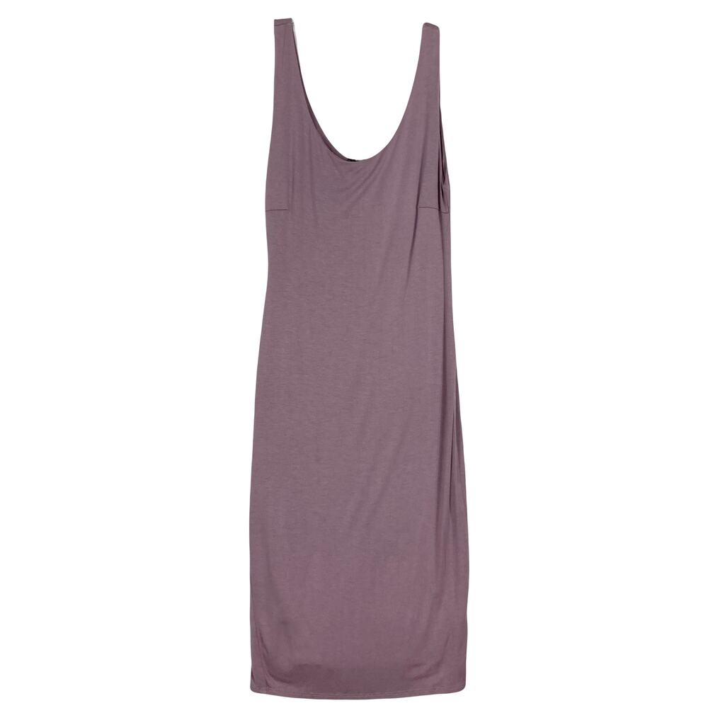 Nwot POPULAR BASICS Dress M Purple Bodycon Stretch Lined Knee Length Staple